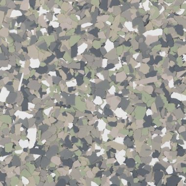 Camouflage pattern with green, gray, and beige colors.