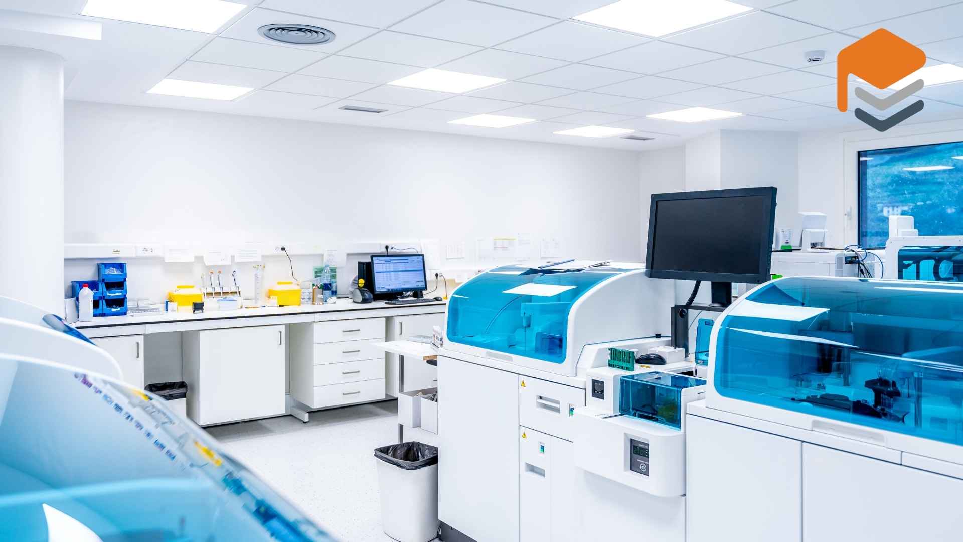 Modern laboratory with advanced equipment and computers
