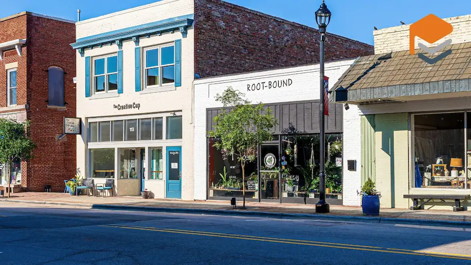 Image of a shopping district in Zebulon, NC, where many businesses need epoxy concrete coatings